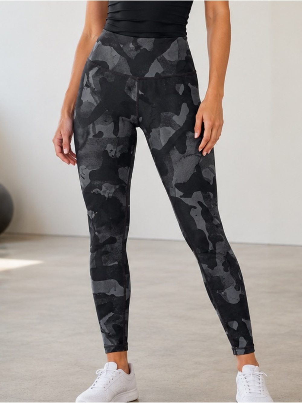 Zella Black Grey Abstract Camo High Rise Pocket Leggings XS